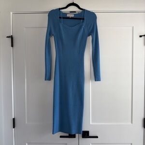 Chic Long Sleeve Blue Dress